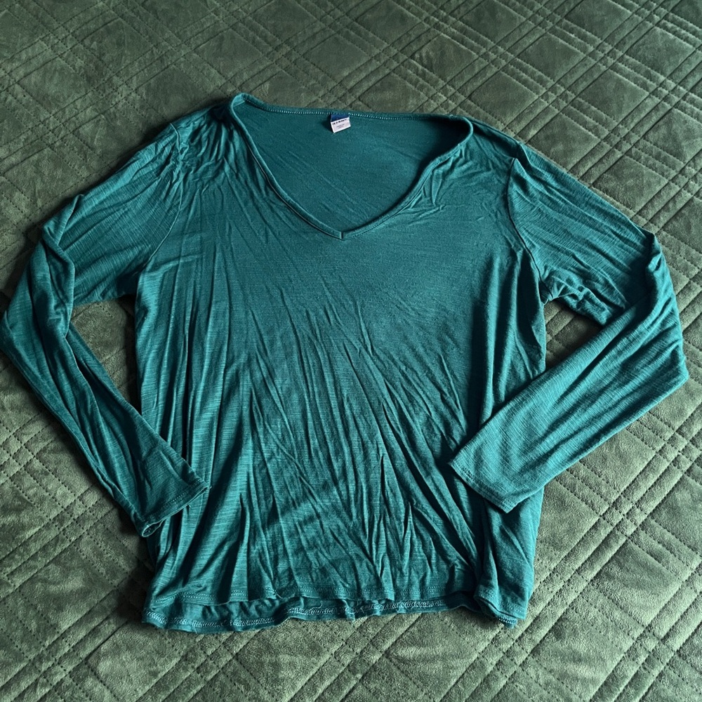 Old Navy Green Fitted Ribbed Blouse